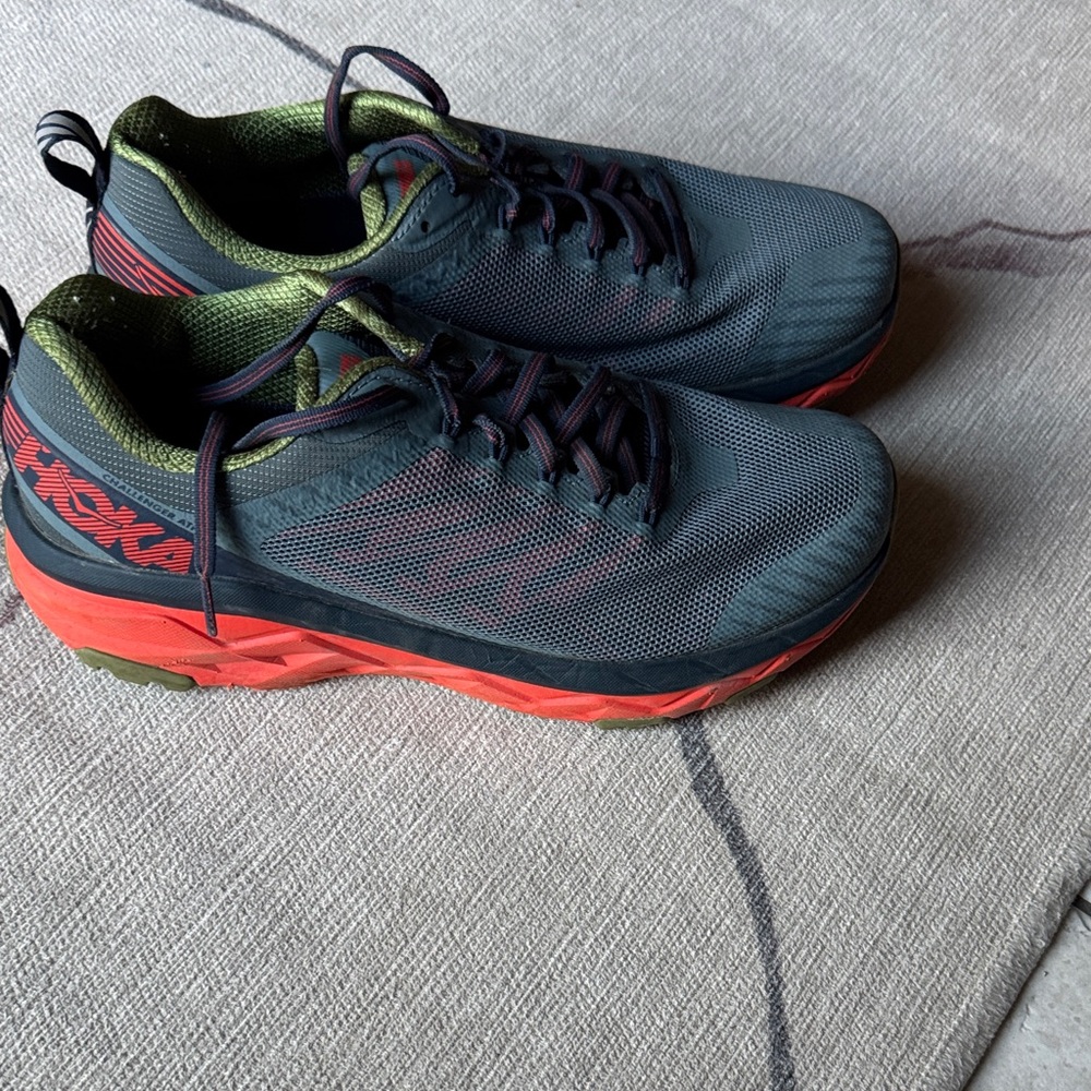 Hoka Men's bluish gray and Coral Athletic Shoes size 9 Men’s